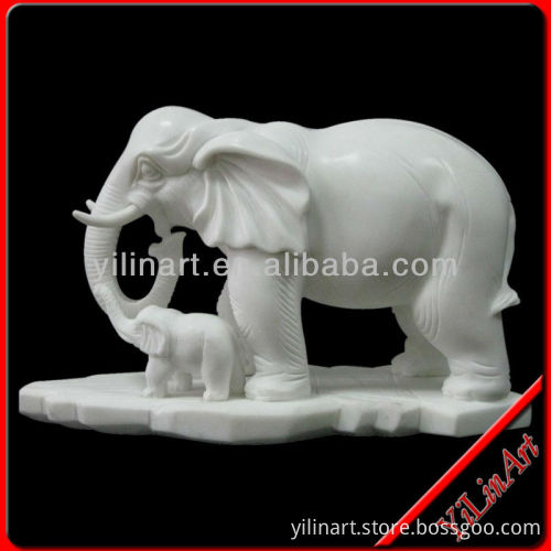 Garden White Elephant Statue With Baby YL-D205